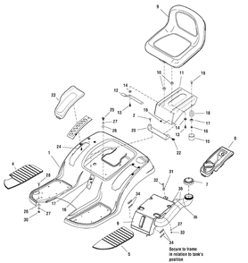 Seat Deck And Fuel Tank Group Diagram and Parts List for 2690882-YB1840RDFR 2010 Briggs and Stratton Lawn Tractor